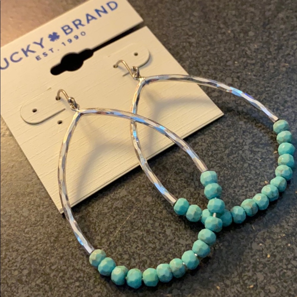 Last 1! NEW turquoise beaded hoop earrings - Picture 6 of 8